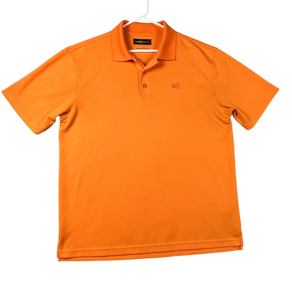 Loudmouth Golf Mens Large Orange Performance Pique Short Sleeve Polo Shirt L